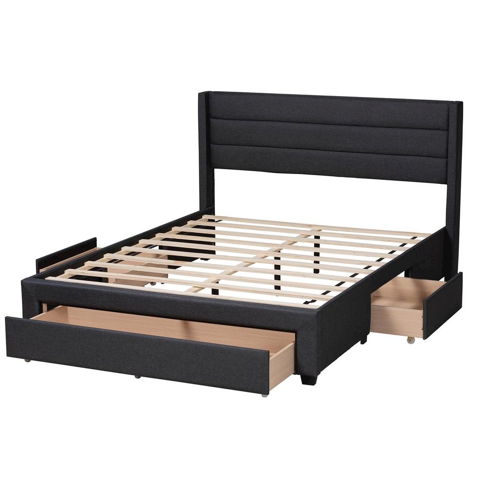 Dark Brown Finished Wood Queen Size 3-Drawer Storage Platform Bed. Picture 14