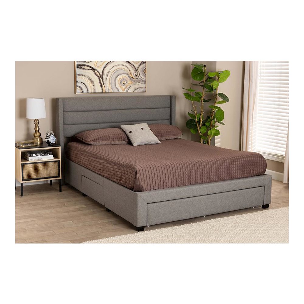 Dark Brown Finished Wood Queen Size 3-Drawer Storage Platform Bed. Picture 24