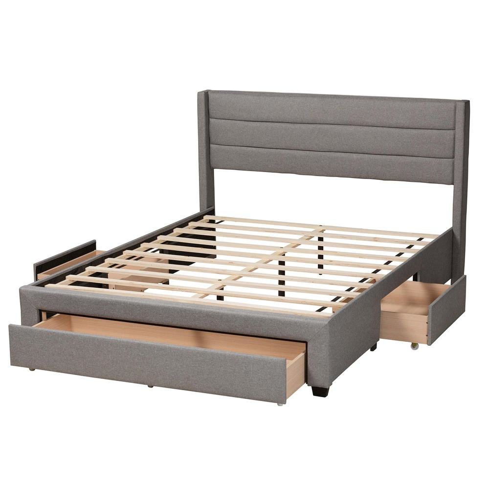 Dark Brown Finished Wood Queen Size 3-Drawer Storage Platform Bed. Picture 14