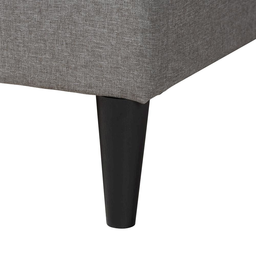 Transitional Grey Fabric Upholstered Queen Size Platform Bed. Picture 15