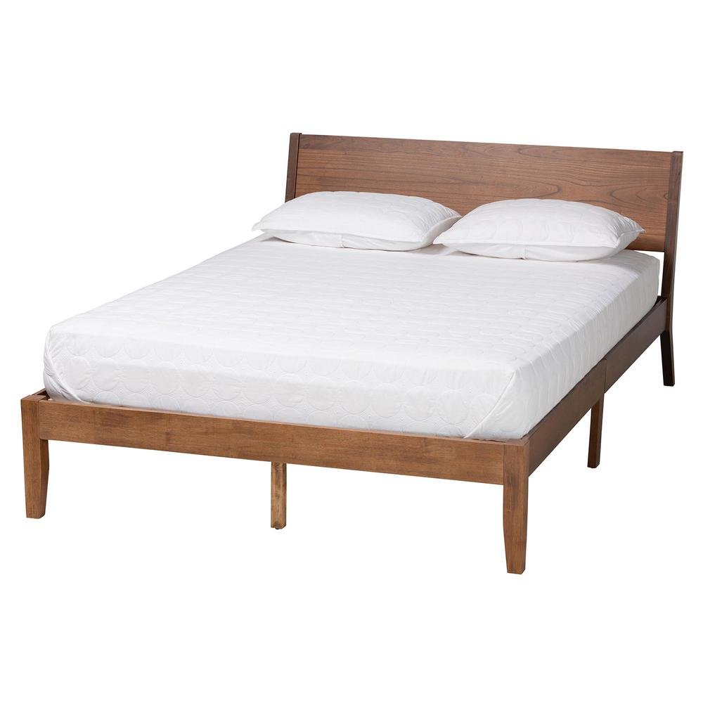 Salvatore Mid-Century Modern Walnut Brown Finished Wood King Size Platform Bed. Picture 11