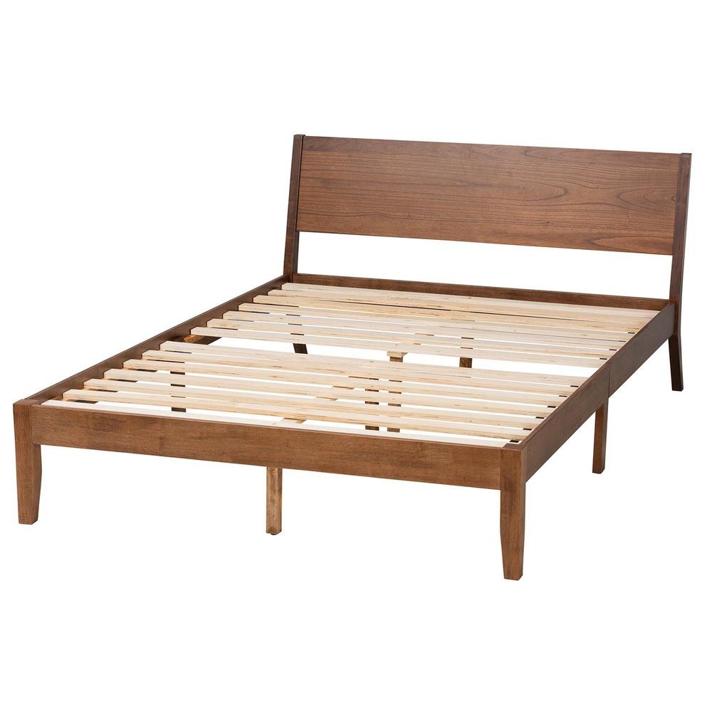Salvatore Mid-Century Modern Walnut Brown Finished Wood King Size Platform Bed. Picture 13