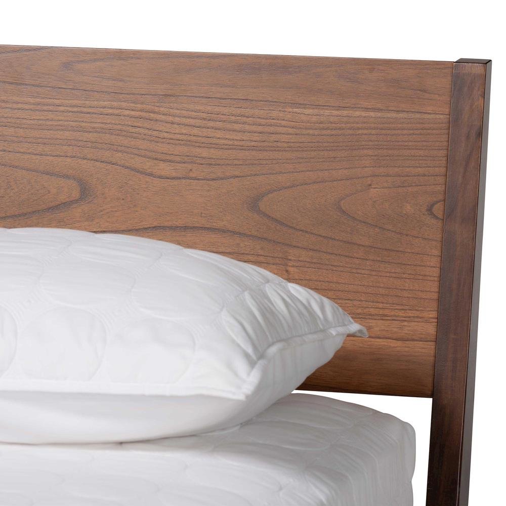 Salvatore Mid-Century Modern Walnut Brown Finished Wood King Size Platform Bed. Picture 14