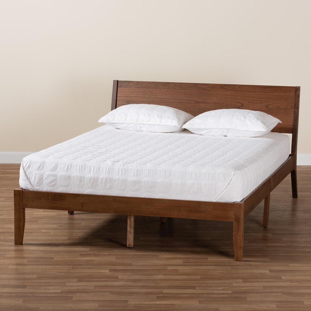 Salvatore Mid-Century Modern Walnut Brown Finished Wood King Size Platform Bed. Picture 18