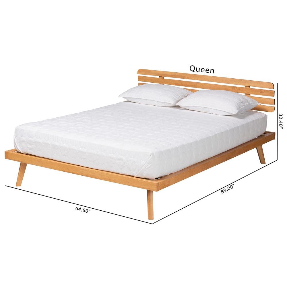 Joaquin Modern Japandi Rustic Brown Finished Wood Queen Size Platform Bed. Picture 20