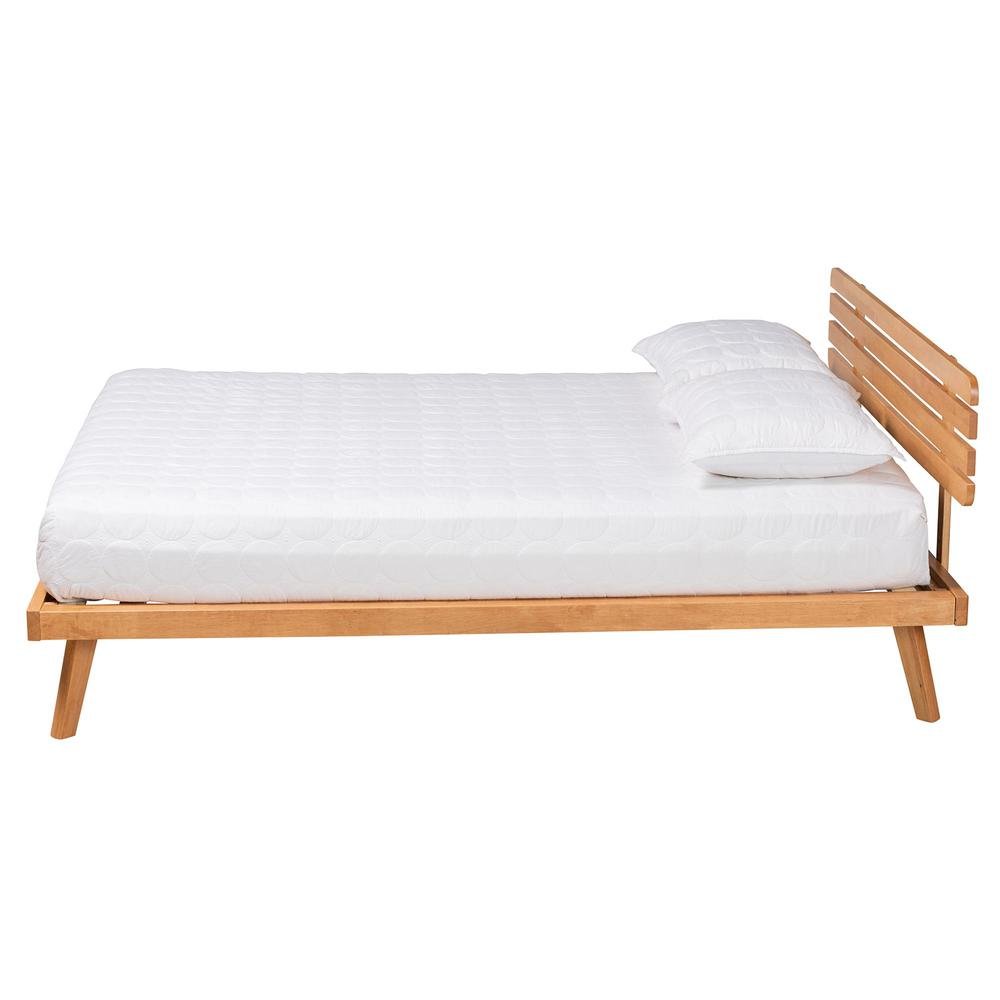 Joaquin Modern Japandi Rustic Brown Finished Wood Queen Size Platform Bed. Picture 12