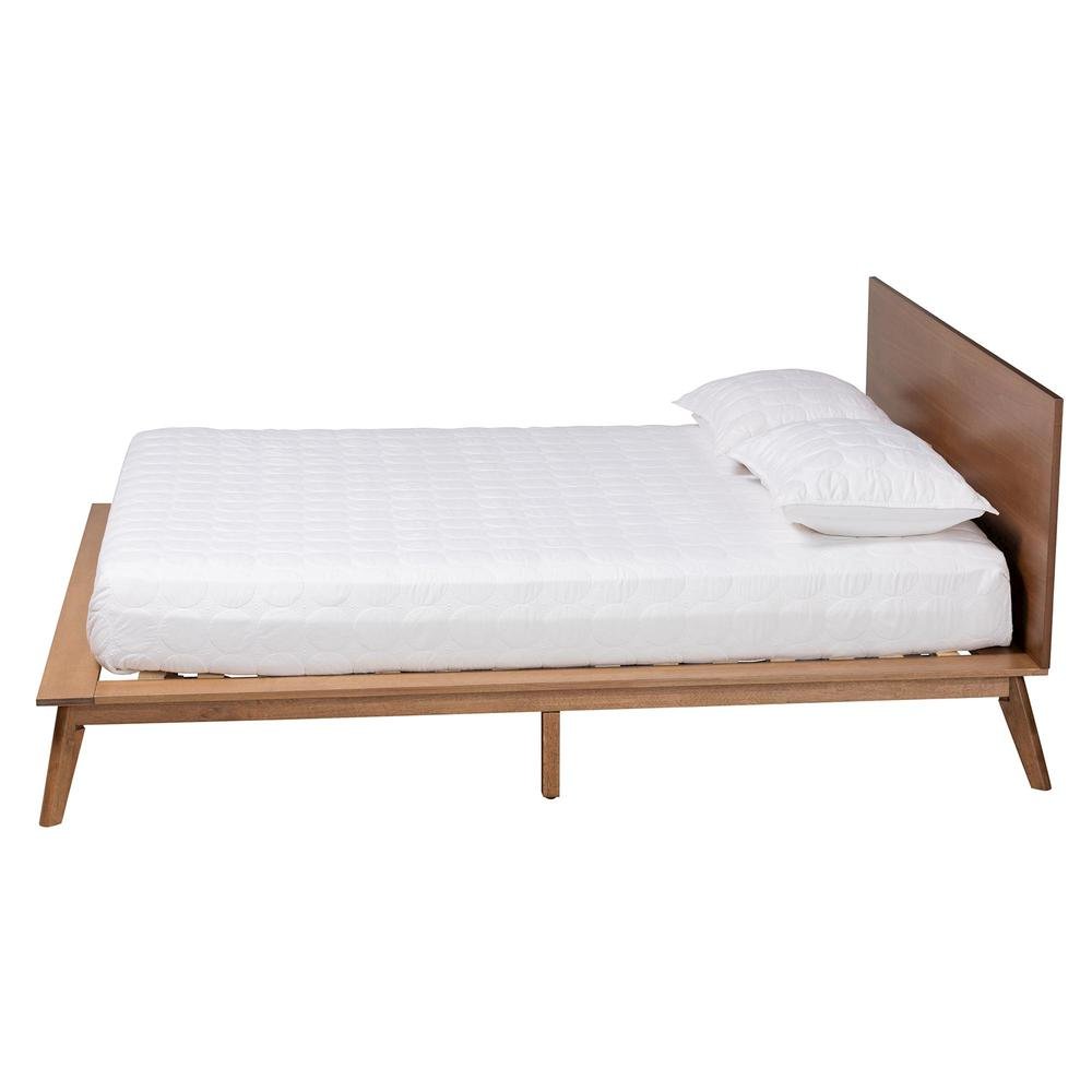 Wheatley Mid-Century Modern Walnut Brown Finished Wood King Size Platform Bed. Picture 12