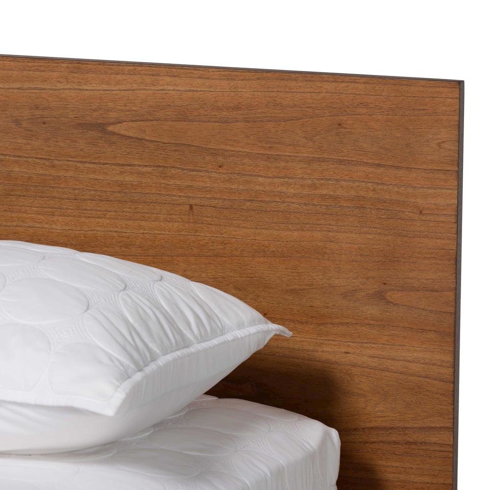 Wheatley Mid-Century Modern Walnut Brown Finished Wood King Size Platform Bed. Picture 14