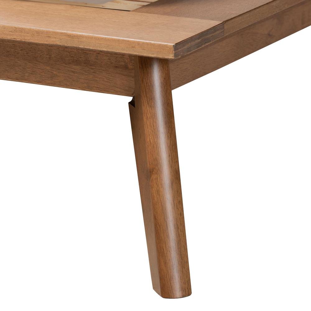 Wheatley Mid-Century Modern Walnut Brown Finished Wood King Size Platform Bed. Picture 15