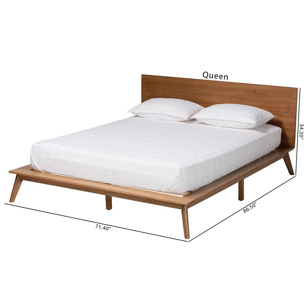Wheatley Mid-Century Modern Walnut Brown Finished Wood King Size Platform Bed. Picture 19