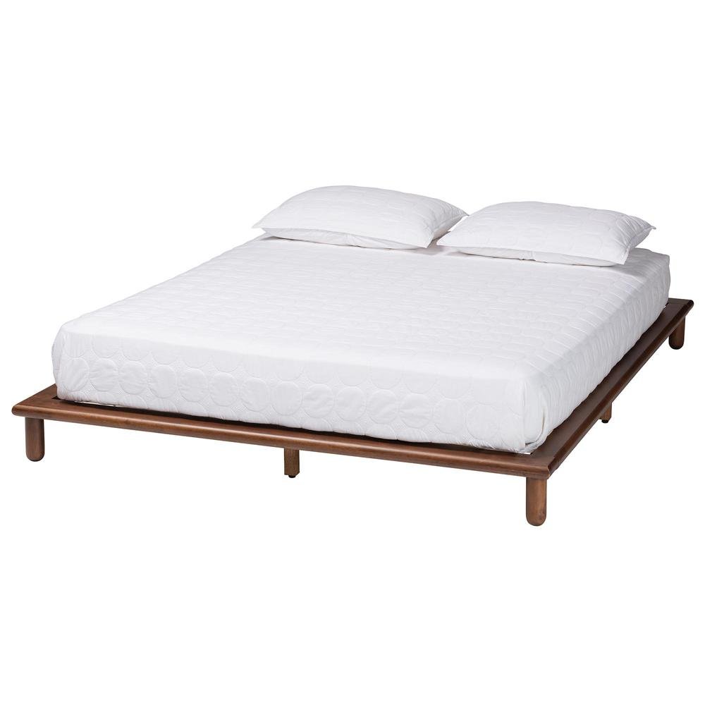 Alivia Mid-Century Modern Walnut Brown Finished Wood Queen Size Bed Frame. Picture 10