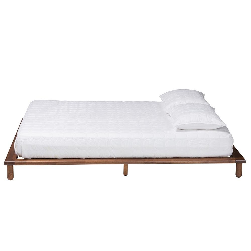Alivia Mid-Century Modern Walnut Brown Finished Wood Queen Size Bed Frame. Picture 11