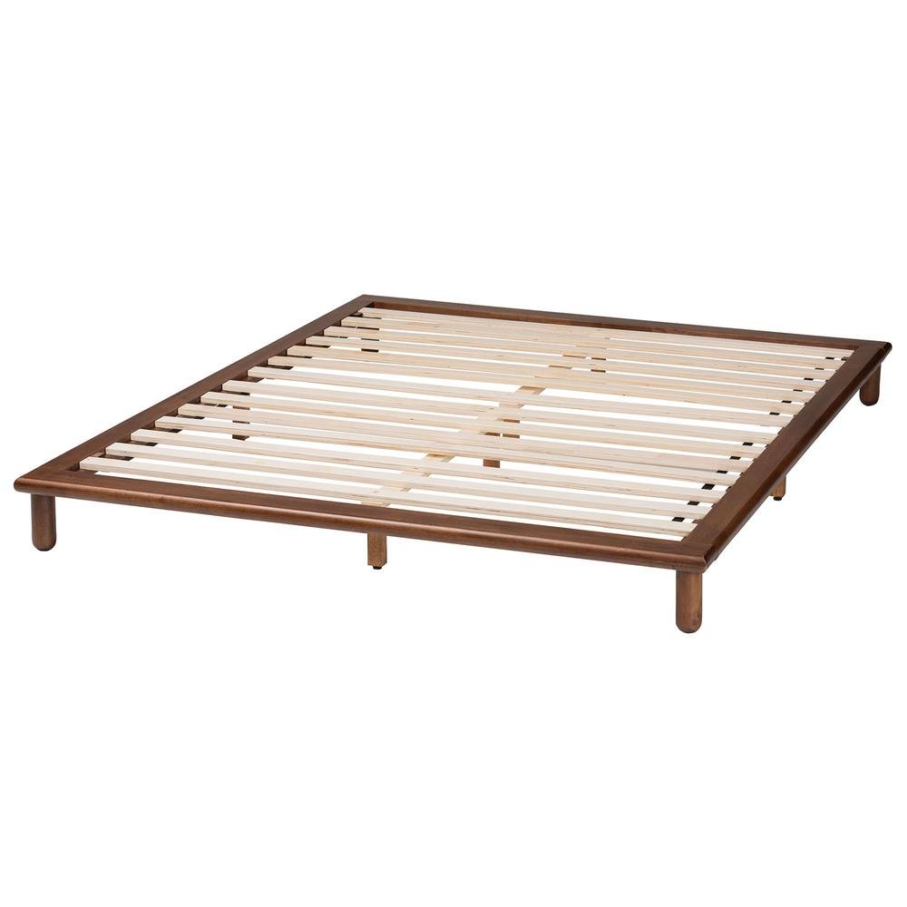 Alivia Mid-Century Modern Walnut Brown Finished Wood Queen Size Bed Frame. Picture 12