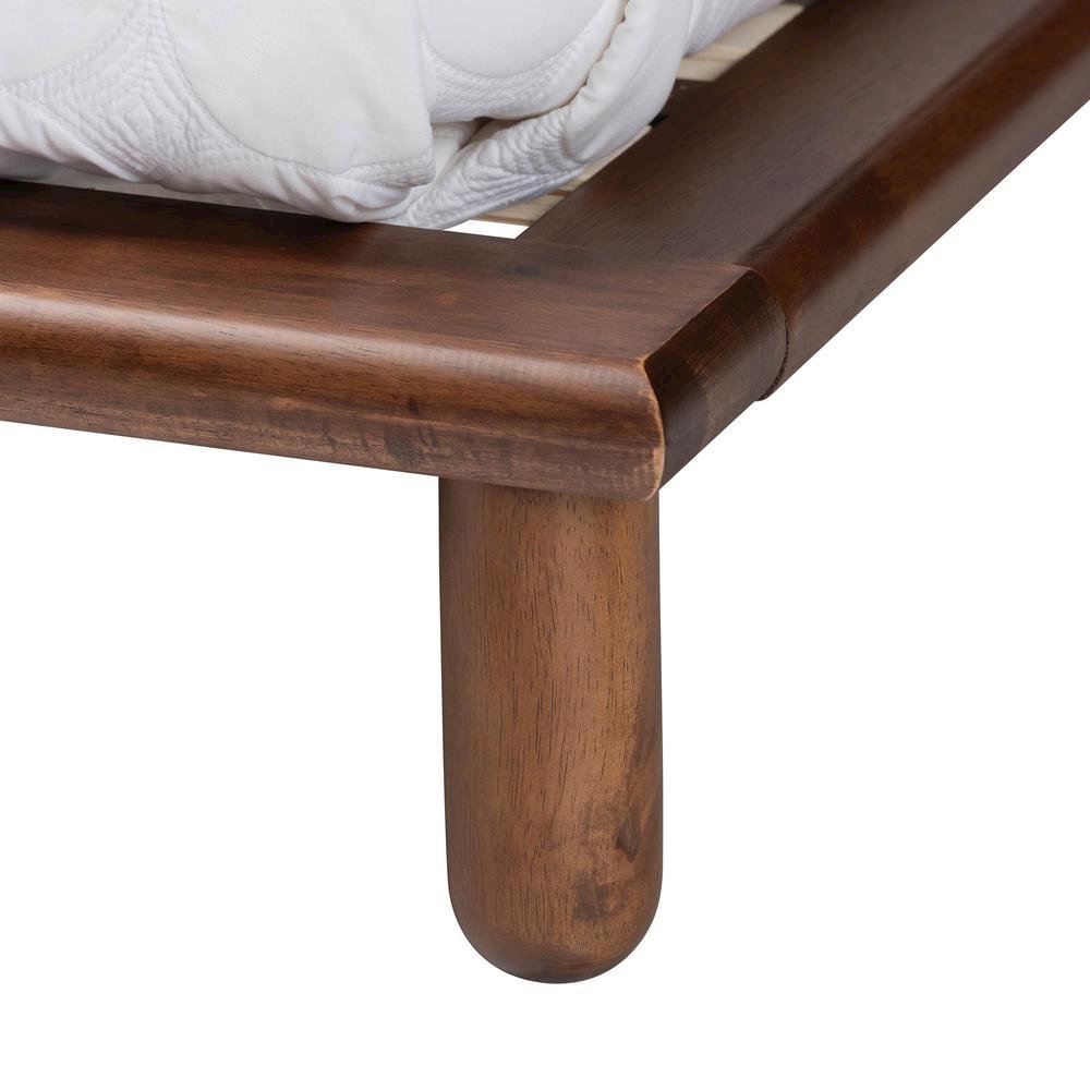 Alivia Mid-Century Modern Walnut Brown Finished Wood Queen Size Bed Frame. Picture 13