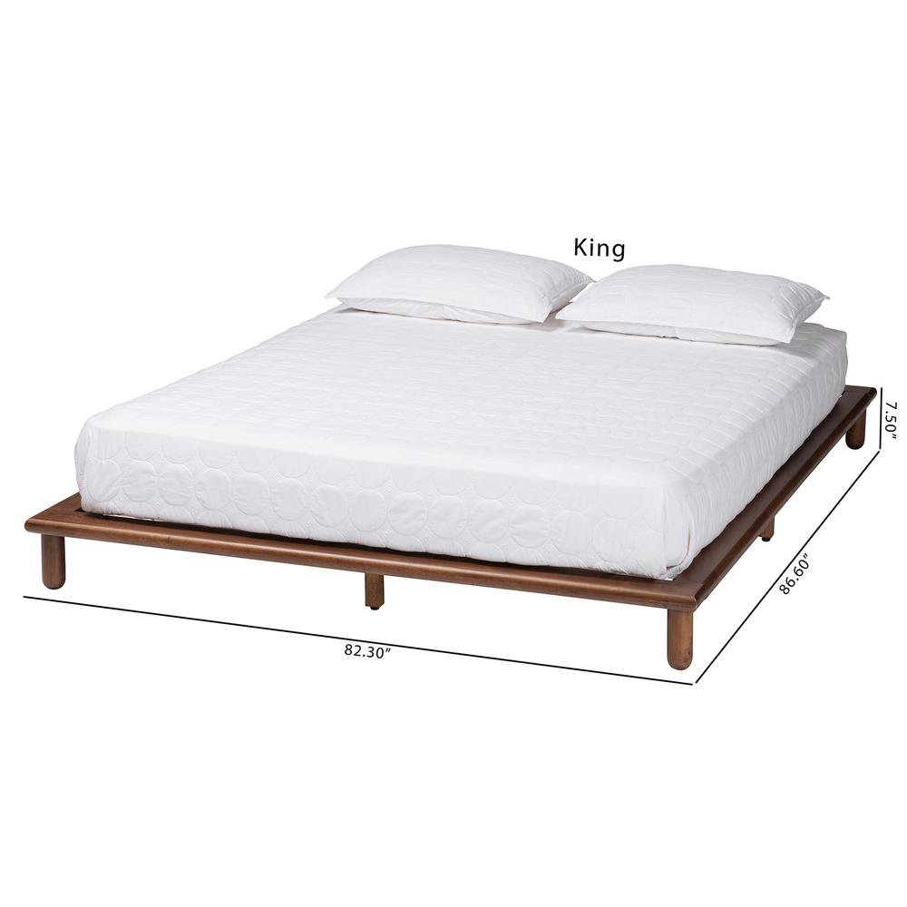 Alivia Mid-Century Modern Walnut Brown Finished Wood Queen Size Bed Frame. Picture 18