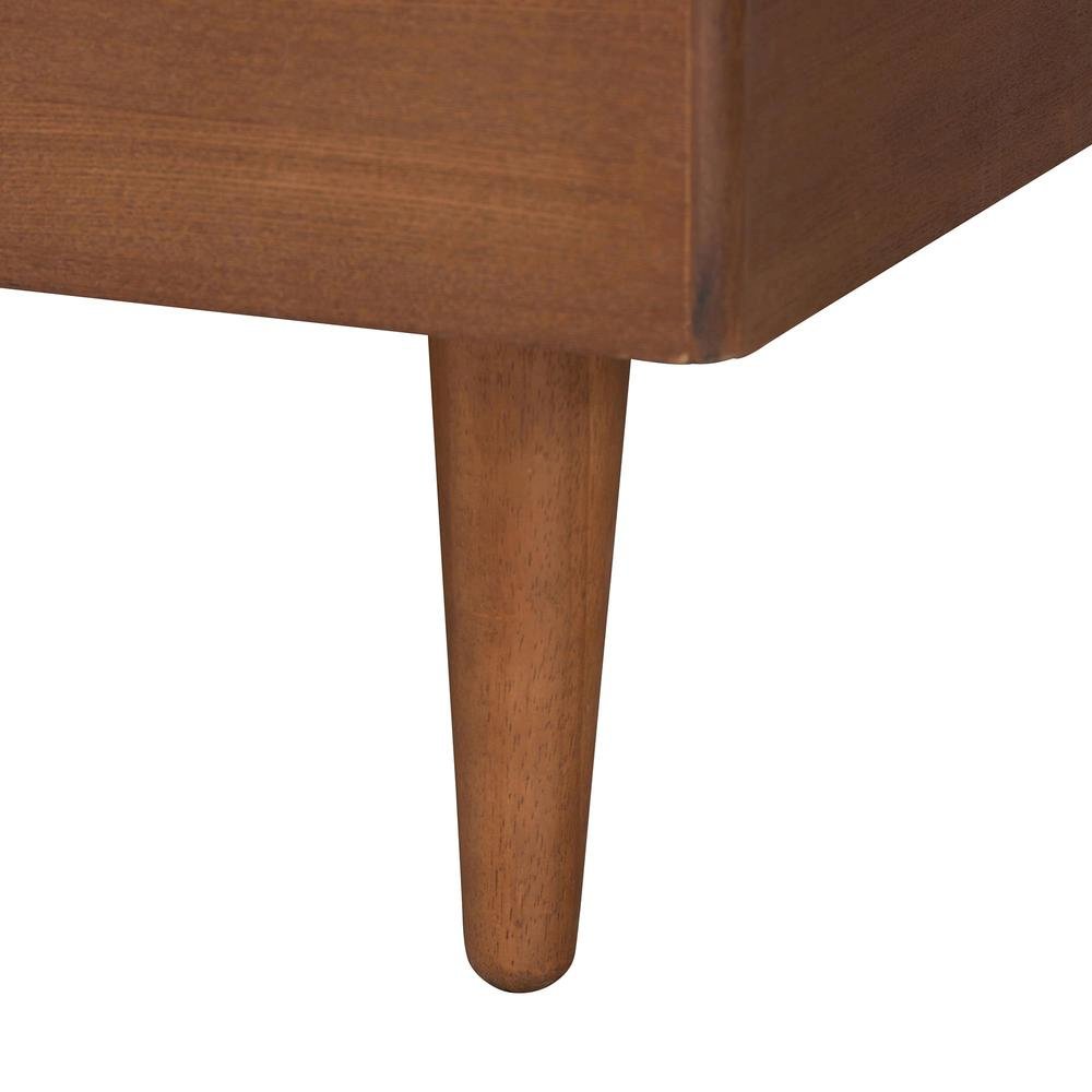 Walnut Brown Wood King Size Platform Bed With Floating Side Table. Picture 17