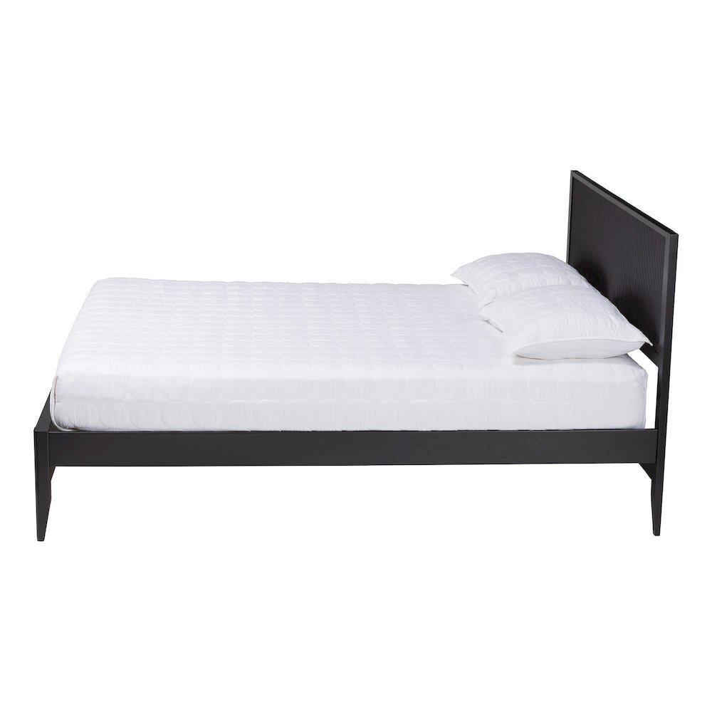 Primrose Mid-Century Black Fluted Wood King Size Platform Bed. Picture 12
