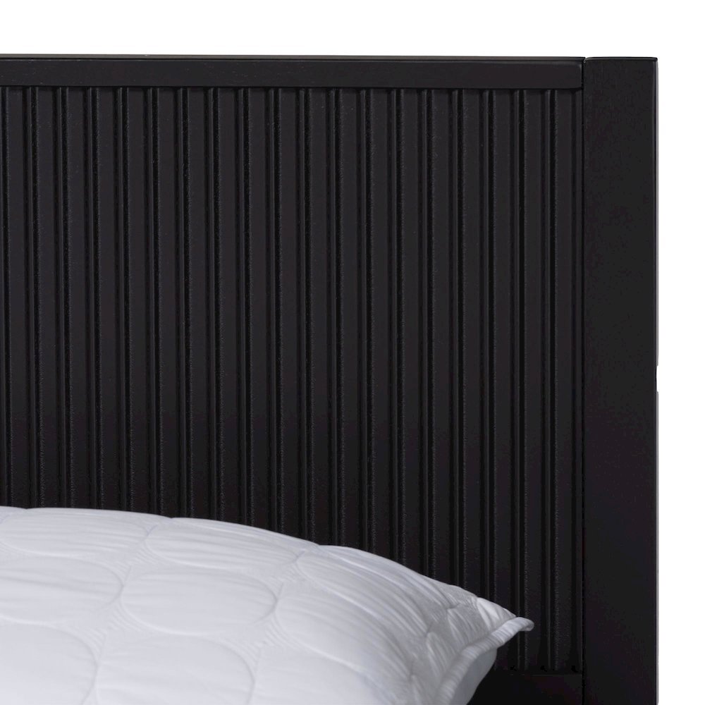Primrose Mid-Century Black Fluted Wood King Size Platform Bed. Picture 14