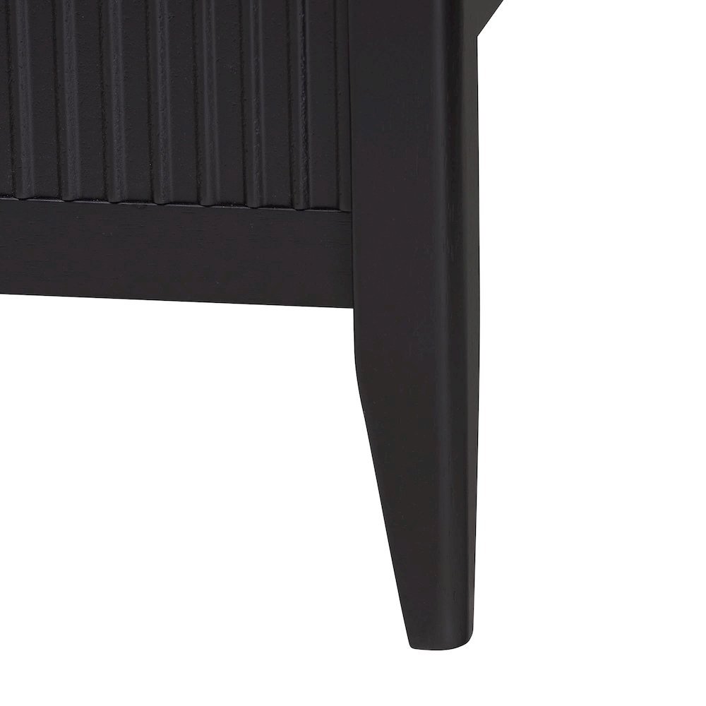Primrose Mid-Century Black Fluted Wood King Size Platform Bed. Picture 15
