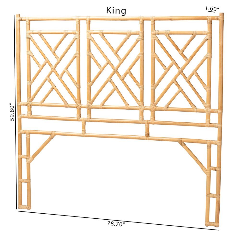 Karavo Bohemian Natural Rattan King Size Standalone Headboard. Picture 16