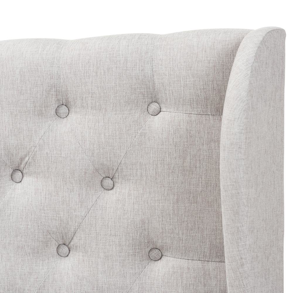 Greyish Beige Fabric Button-Tufted King Size Winged Headboard. Picture 9