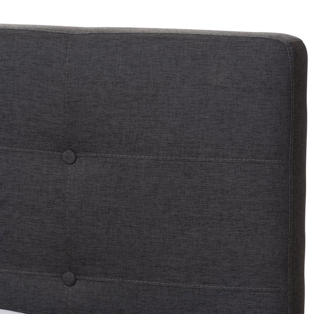 Valencia Mid-Century Modern Dark Grey Fabric Queen Size Platform Bed. Picture 14