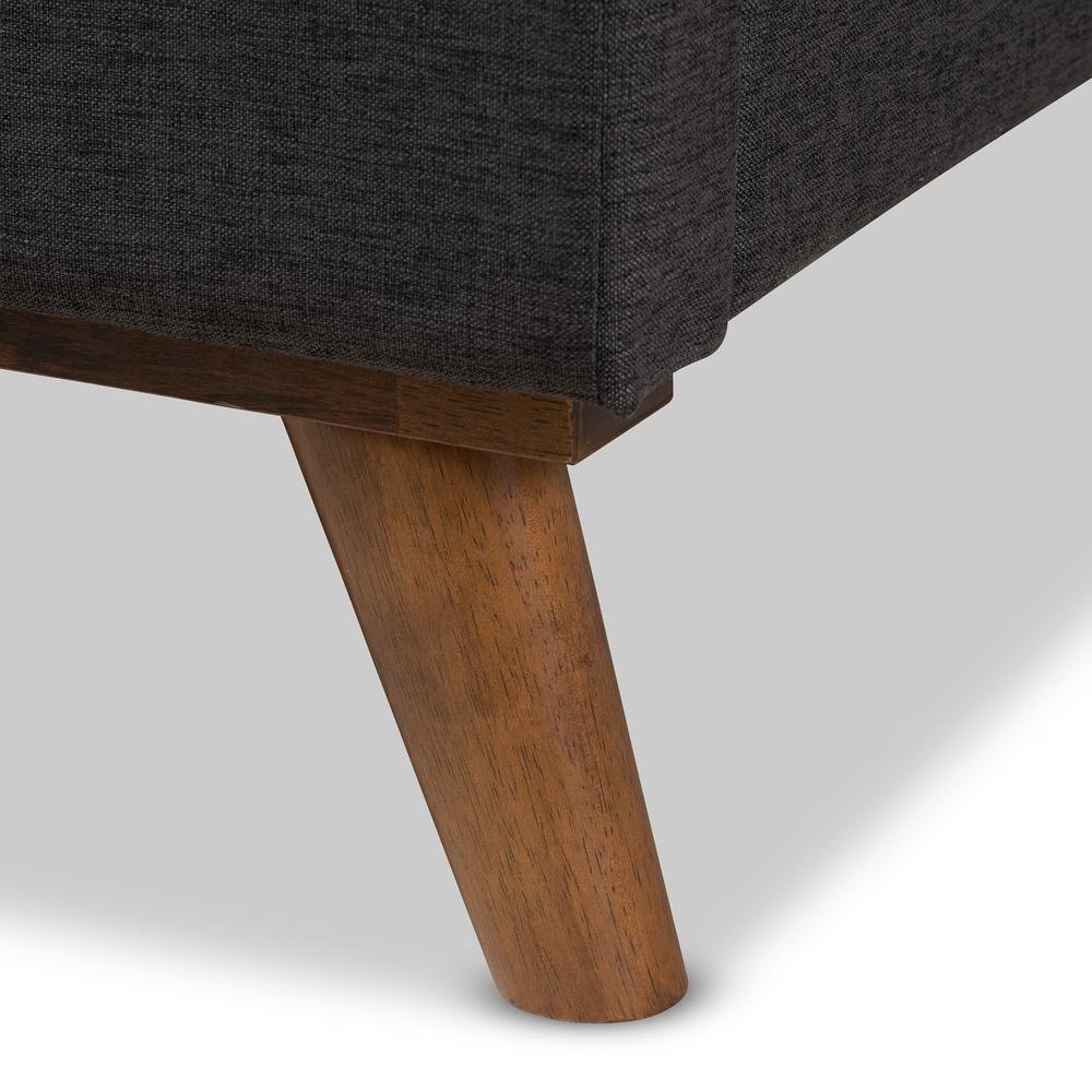 Valencia Mid-Century Modern Dark Grey Fabric Queen Size Platform Bed. Picture 17