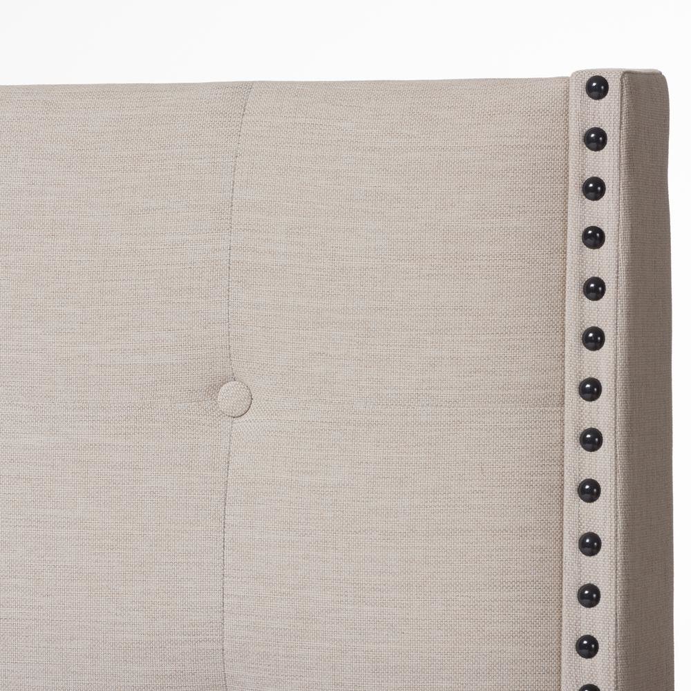 Georgette Modern and Contemporary Light Beige Fabric Upholstered King Size Bed. Picture 13
