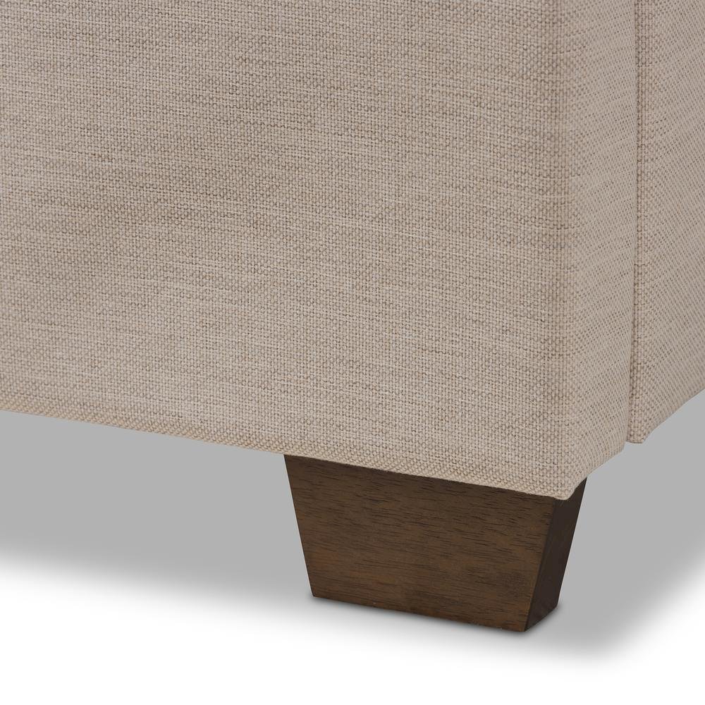 Georgette Modern and Contemporary Light Beige Fabric Upholstered King Size Bed. Picture 14