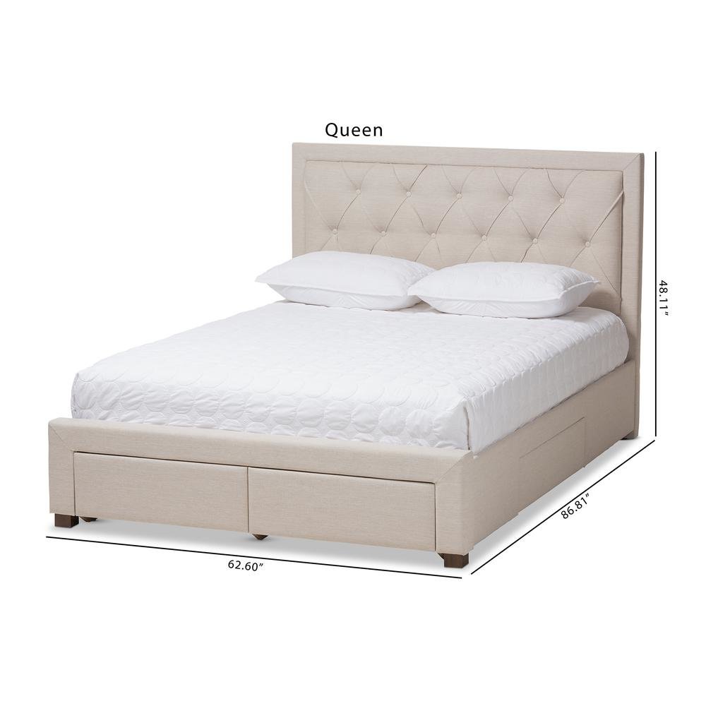 Light Beige Fabric Upholstered King Size Storage Bed. Picture 27