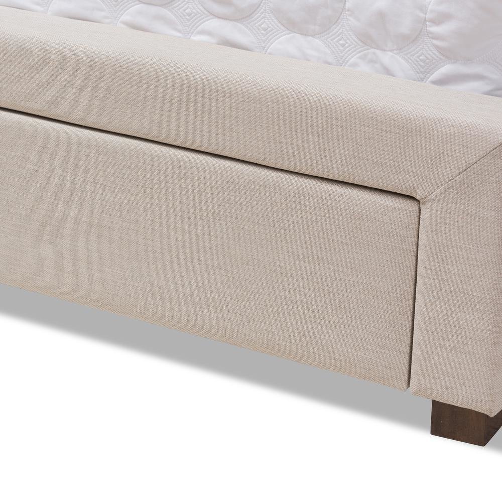 Light Beige Fabric Upholstered King Size Storage Bed. Picture 21