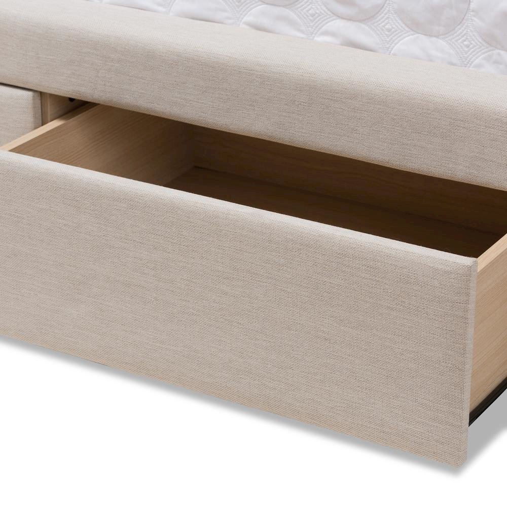 Light Beige Fabric Upholstered King Size Storage Bed. Picture 22