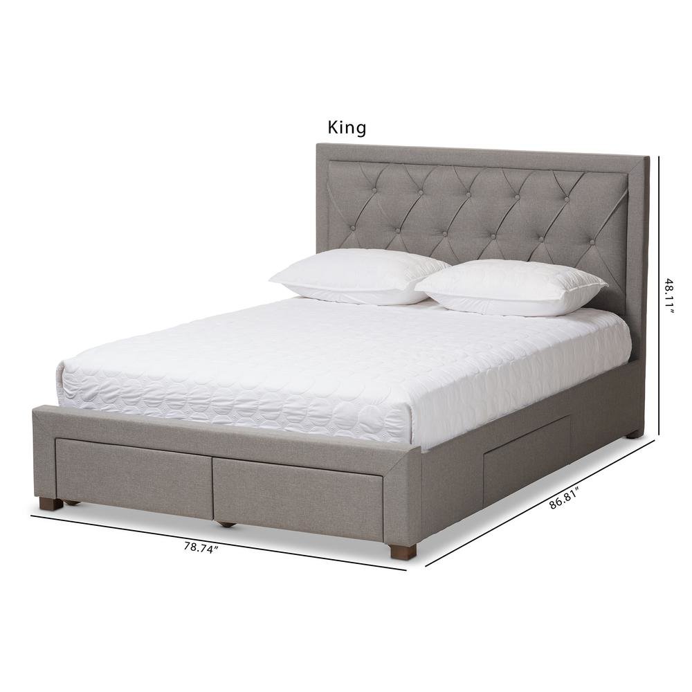 Light Grey Fabric Upholstered King Size Storage Bed. Picture 28