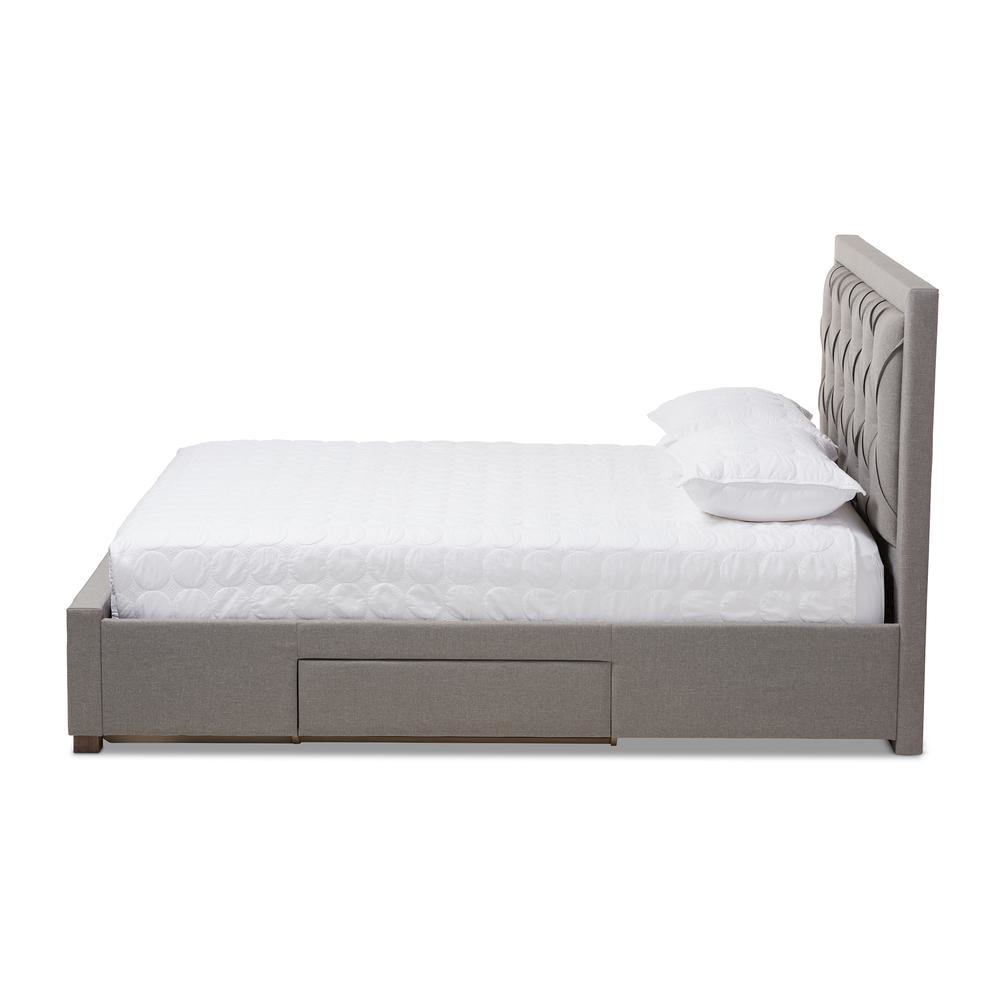 Light Grey Fabric Upholstered King Size Storage Bed. Picture 17