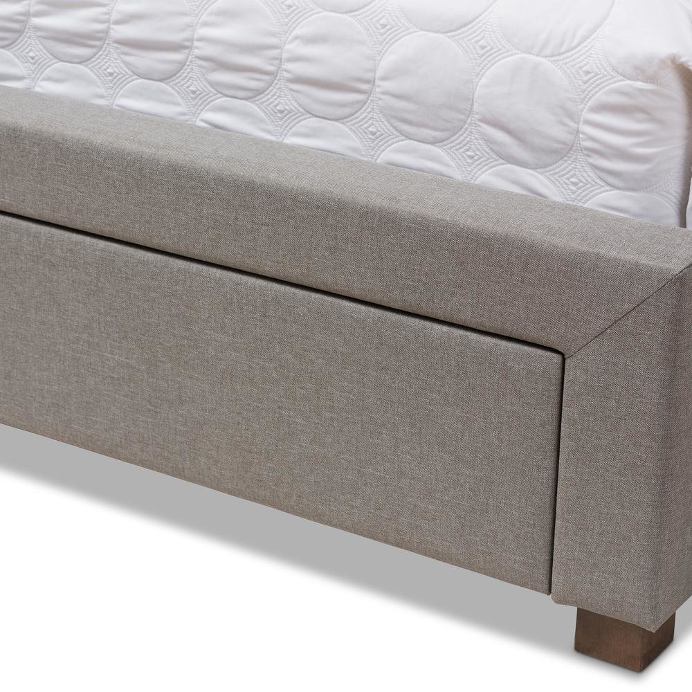 Light Grey Fabric Upholstered King Size Storage Bed. Picture 21