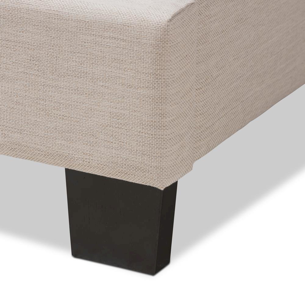 Odette Modern and Contemporary Light Beige Fabric Upholstered Queen Size Bed. Picture 15
