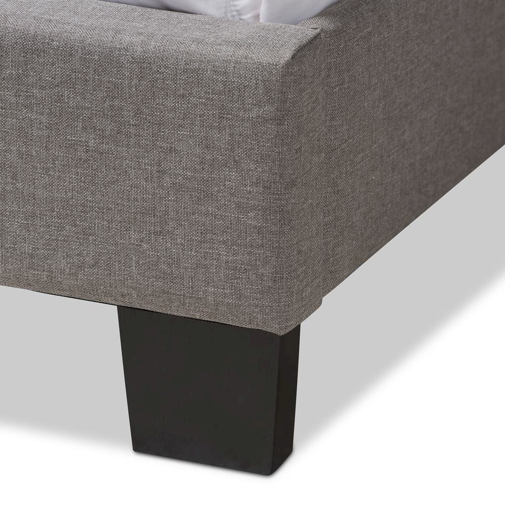 Odette Modern and Contemporary Light Grey Fabric Upholstered Queen Size Bed. Picture 15