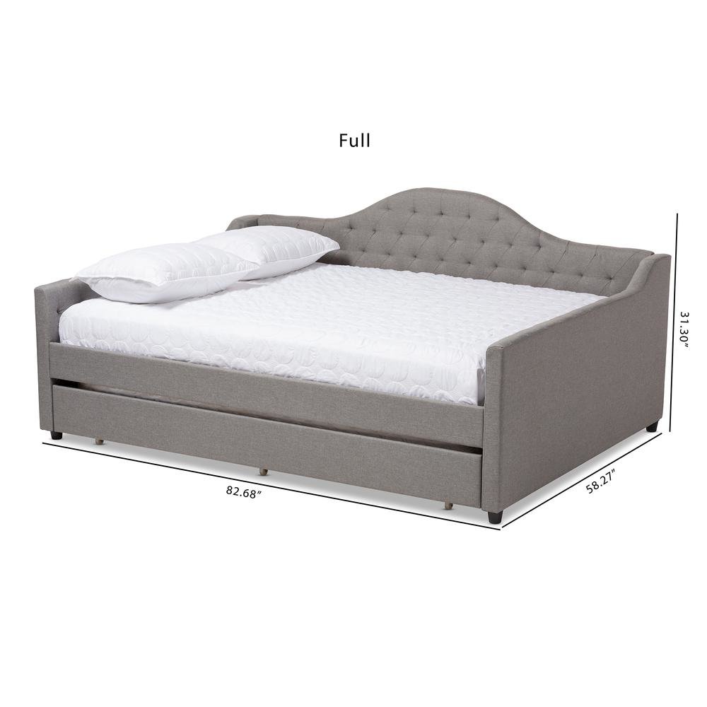 Grey Fabric Upholstered Queen Size Daybed with Trundle. Picture 21