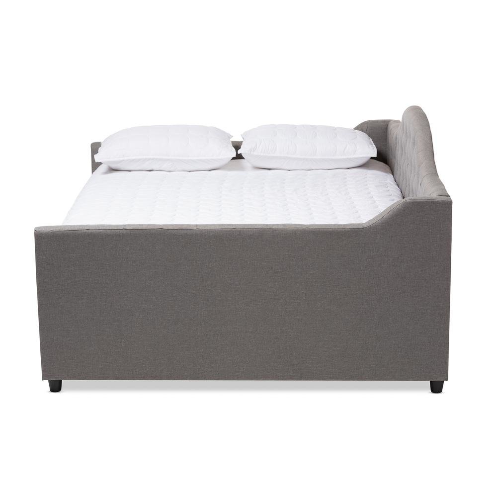 Grey Fabric Upholstered Queen Size Daybed with Trundle. Picture 14