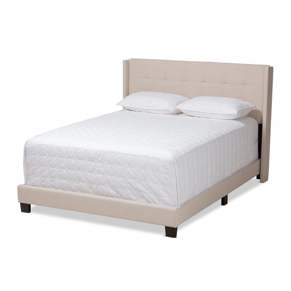 Lisette Modern and Contemporary Beige Fabric Upholstered Queen Size Bed. Picture 8
