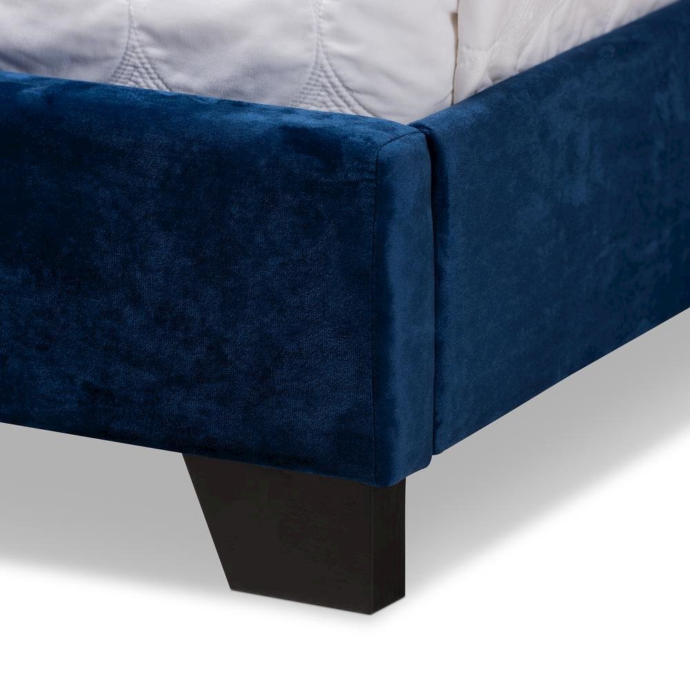 Baxton Studio Candace Luxe and Glamour Navy Velvet Upholstered Queen Size Bed. Picture 15