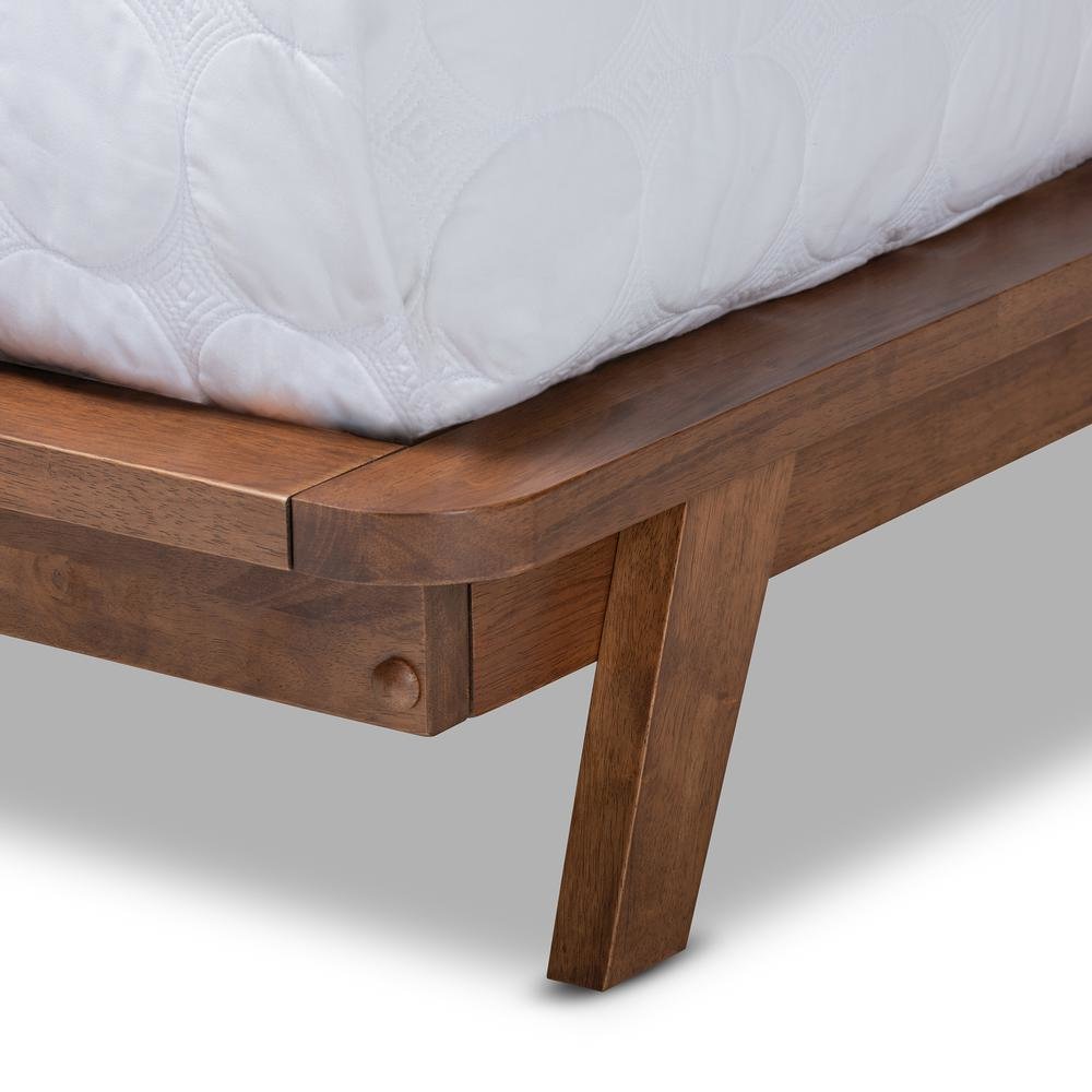 Sante Mid-Century Modern Grey Fabric Upholstered Wood Queen Size Platform Bed. Picture 16