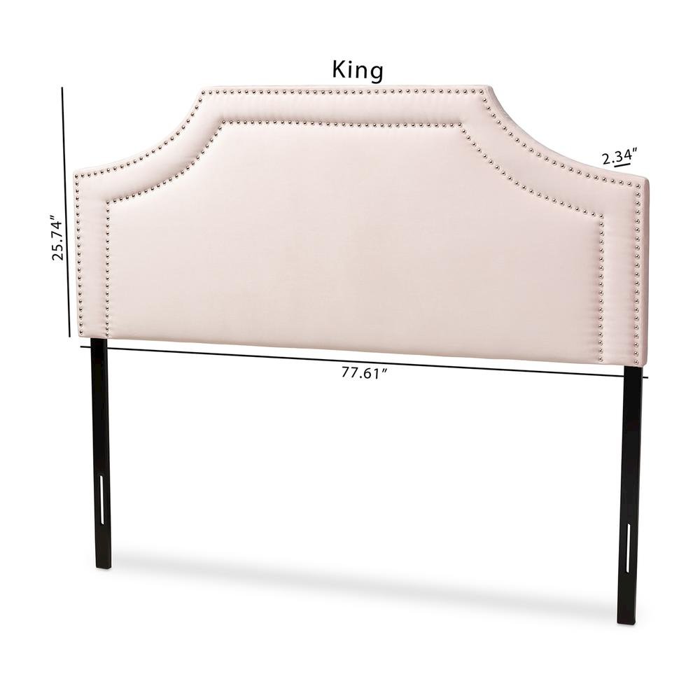 Light Pink Velvet Fabric Upholstered Queen Size Headboard. Picture 16