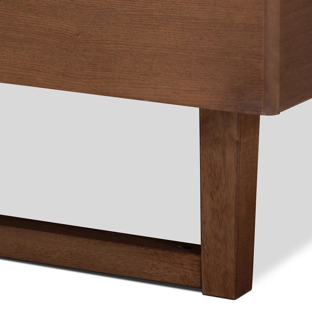 Walnut Brown Finished Wood Queen Size Platform Bed Frame. Picture 13