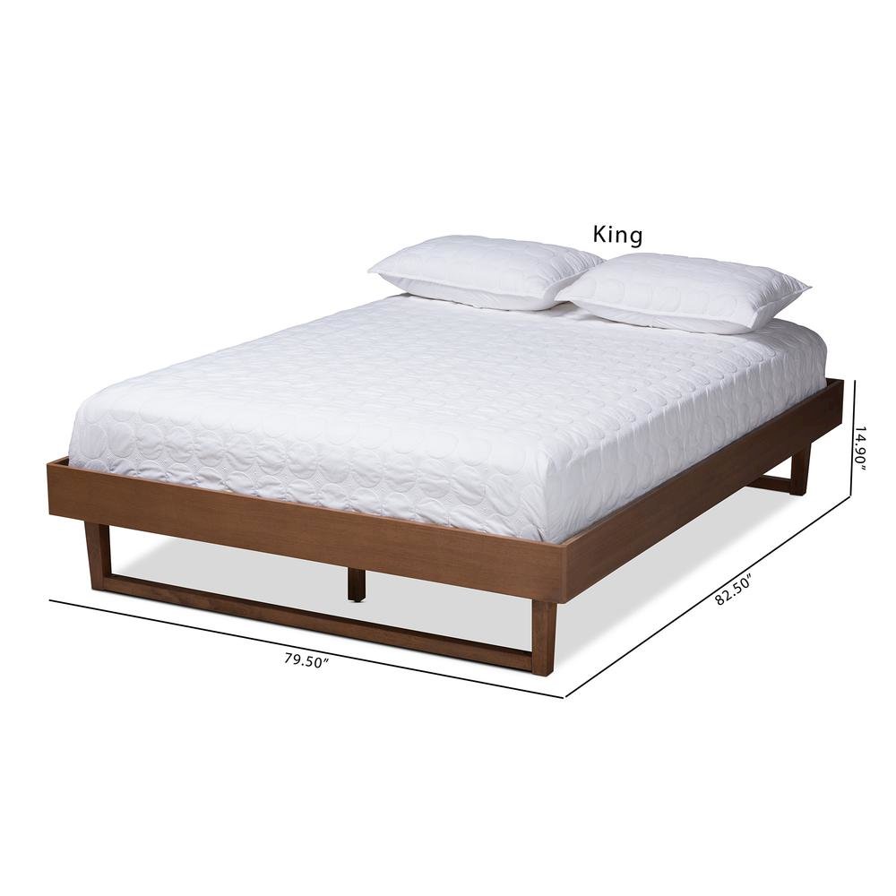 Walnut Brown Finished Wood Queen Size Platform Bed Frame. Picture 18