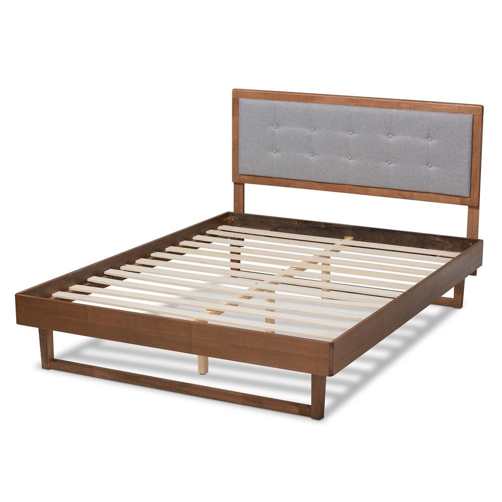 Ash Walnut Finished Wood Queen Size Platform Bed. Picture 13