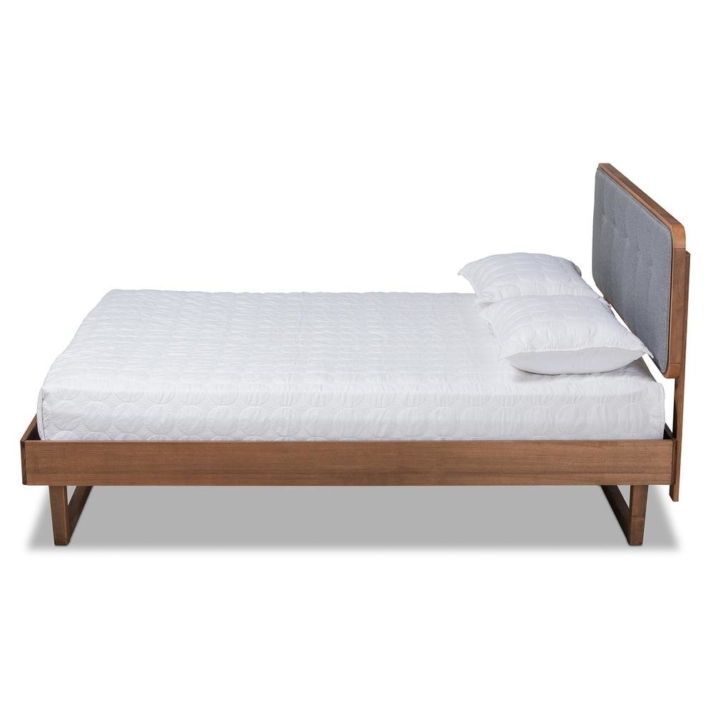 Ash Walnut Finished Wood Queen Size Platform Bed. Picture 12