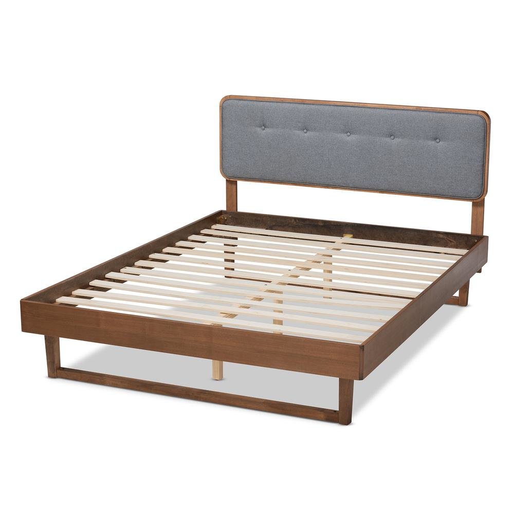 Ash Walnut Finished Wood Queen Size Platform Bed. Picture 13