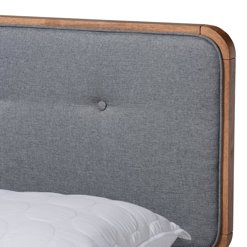 Ash Walnut Finished Wood Queen Size Platform Bed. Picture 14