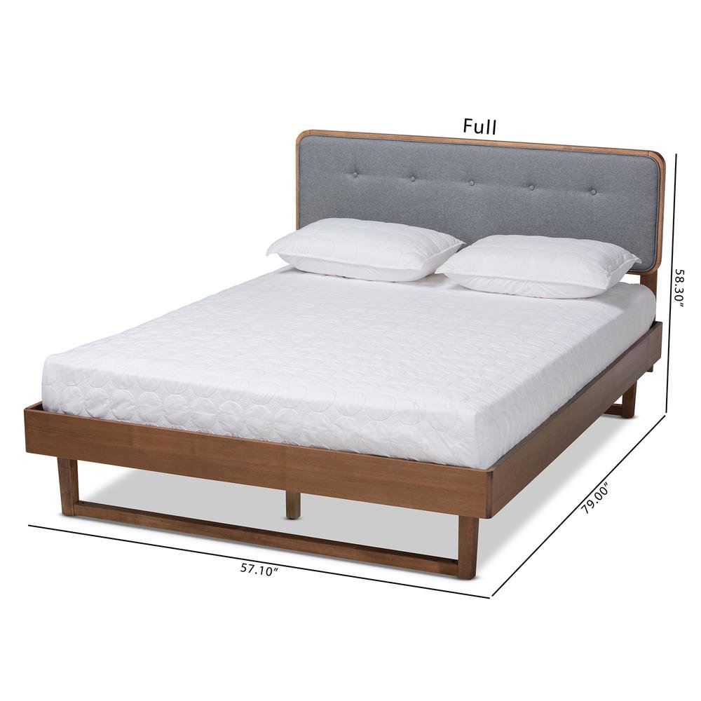 Ash Walnut Finished Wood Queen Size Platform Bed. Picture 18